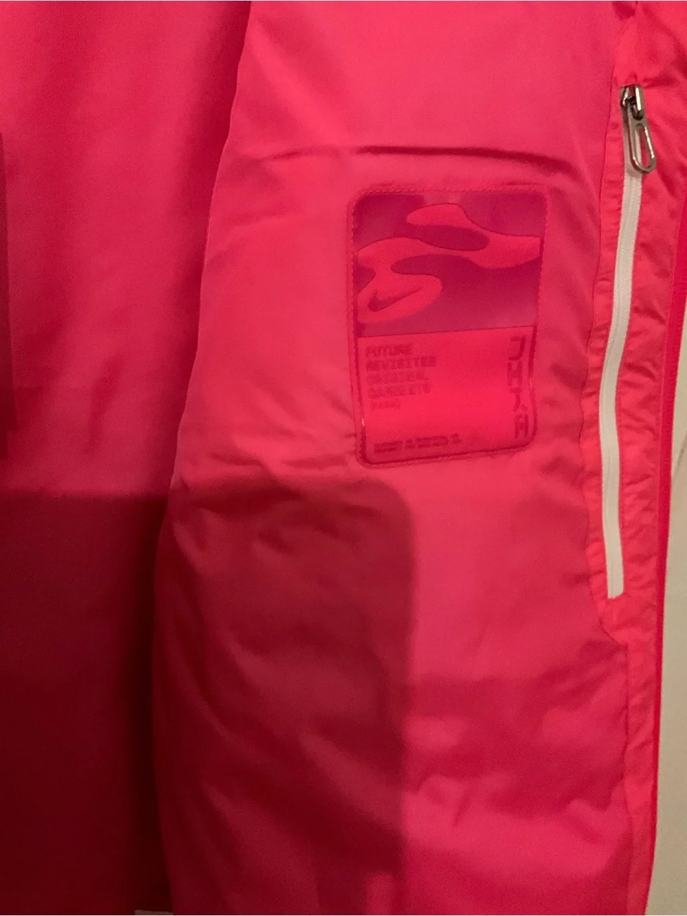 Nike Mens Hot Pink Puffer Vest with White Zipper Accents